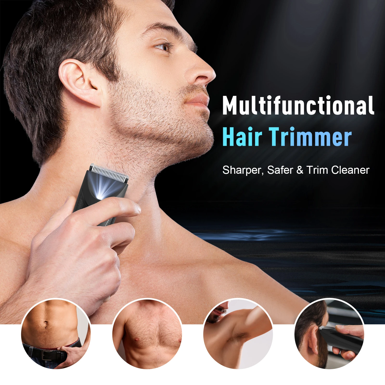 Sejoy Body Hair Trimmer Shaver for Men Ball Trimmer for Groin Pubic Replaceable  Blade Groomer Electric Razor Waterproof Clipper 2