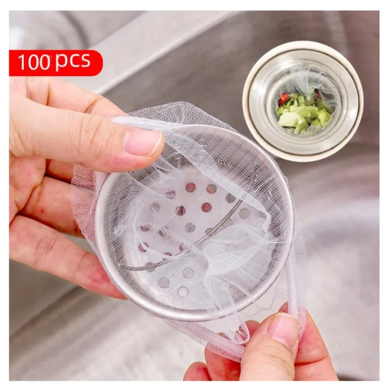 100pcs Disposable Sink Filter Mesh Bags Kitchen Sewer Drains Drainage Hole Anti-blocking Garbage Bag Pool Clean Strainers Net