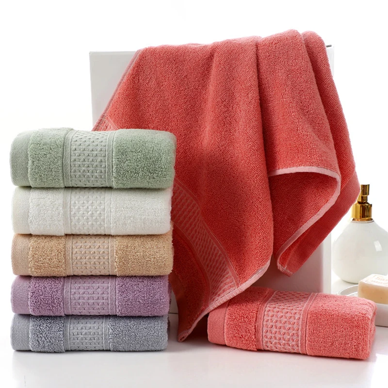 New thickened 100% pure cotton household towel, soft and absorbent adult bath towel, jacquard plain color adult large towel 5