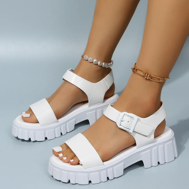 Buy Flat n Heels White Platform Heel Sandals for Women Online at Best  Prices in India - JioMart.