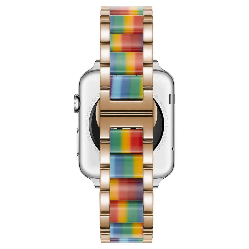 Metal Resin Strap for Apple Watch Ultra 9 8 7 49mm 45mm 41mm Stainless Stee Wristband for iWatch 6 5 4 3 SE 44mm 42mm 40mm 38mm