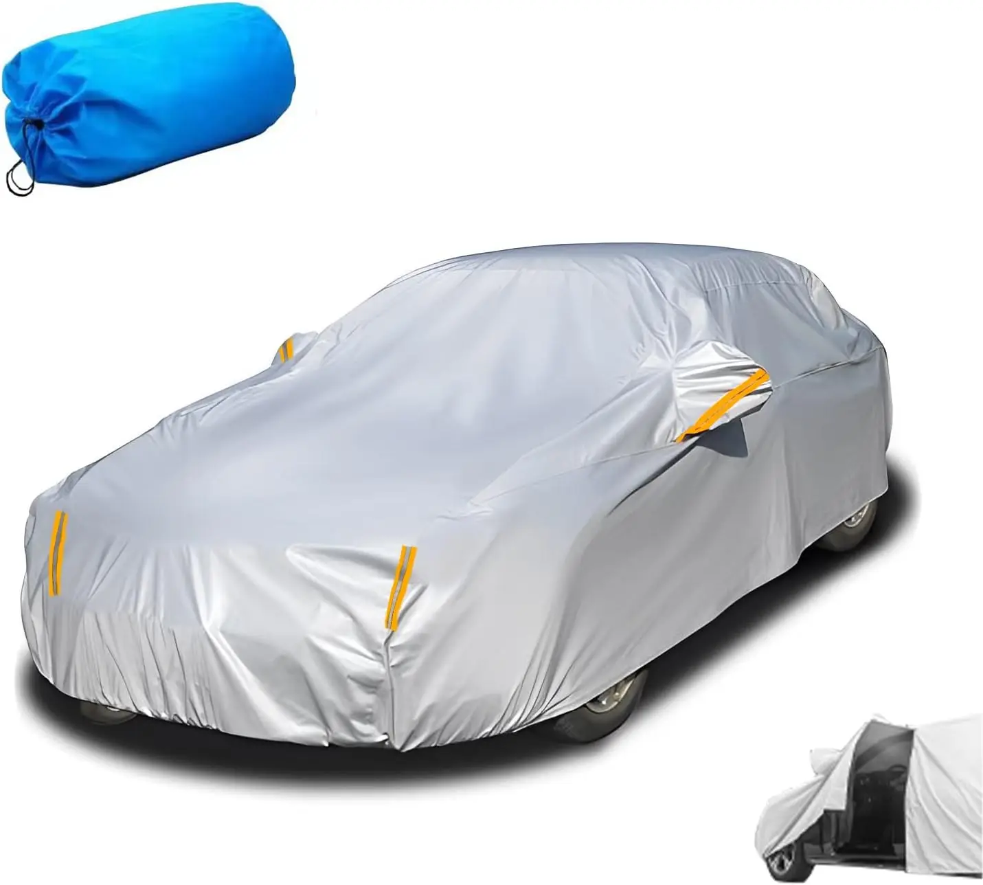 Universal Car Cover with Zipper, Waterproof and Anti-Uv, Total Protection Against Dust and Rain