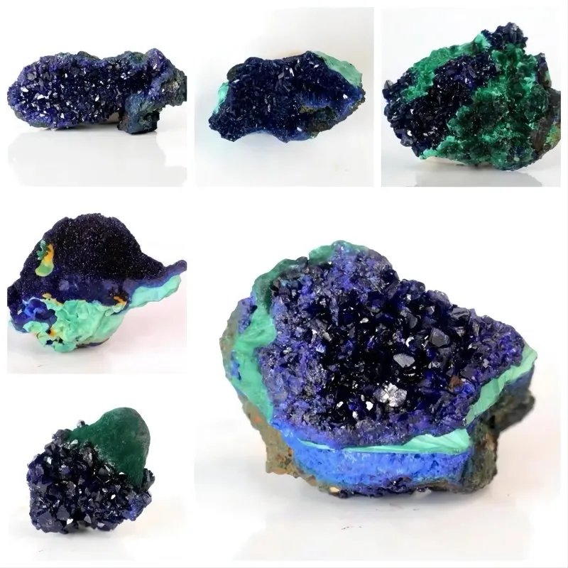 1Pcs Fine Natural Crystal Nature Stone Azurite Malachite Symbiont Mineral Specimen Teaching Specimen Mineral Standard natural stone ornaments realgar mineral crystal gynoecious ore specimen stone geology science teaching collection and viewing