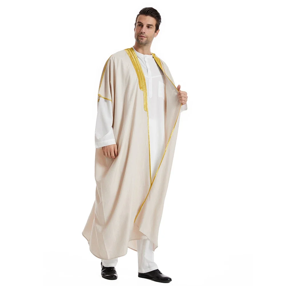 Middle East Mens Robe Muslim Dress Kimono Dishdasha Clothing Islamic Dubai Saudi Abayas Prayer Abaya Kaftan Ramadan Jubba Thobe - Image 6