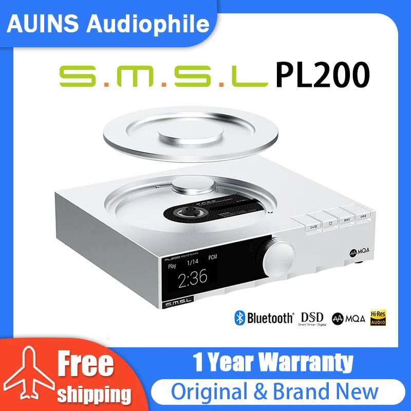 SMSL PL200 Hi-res CD Player Digital Audio MQA DAC AK4499EX DSD512 LDAC Aptx-HD 32bit/768kHz Bluetooth Remote Control