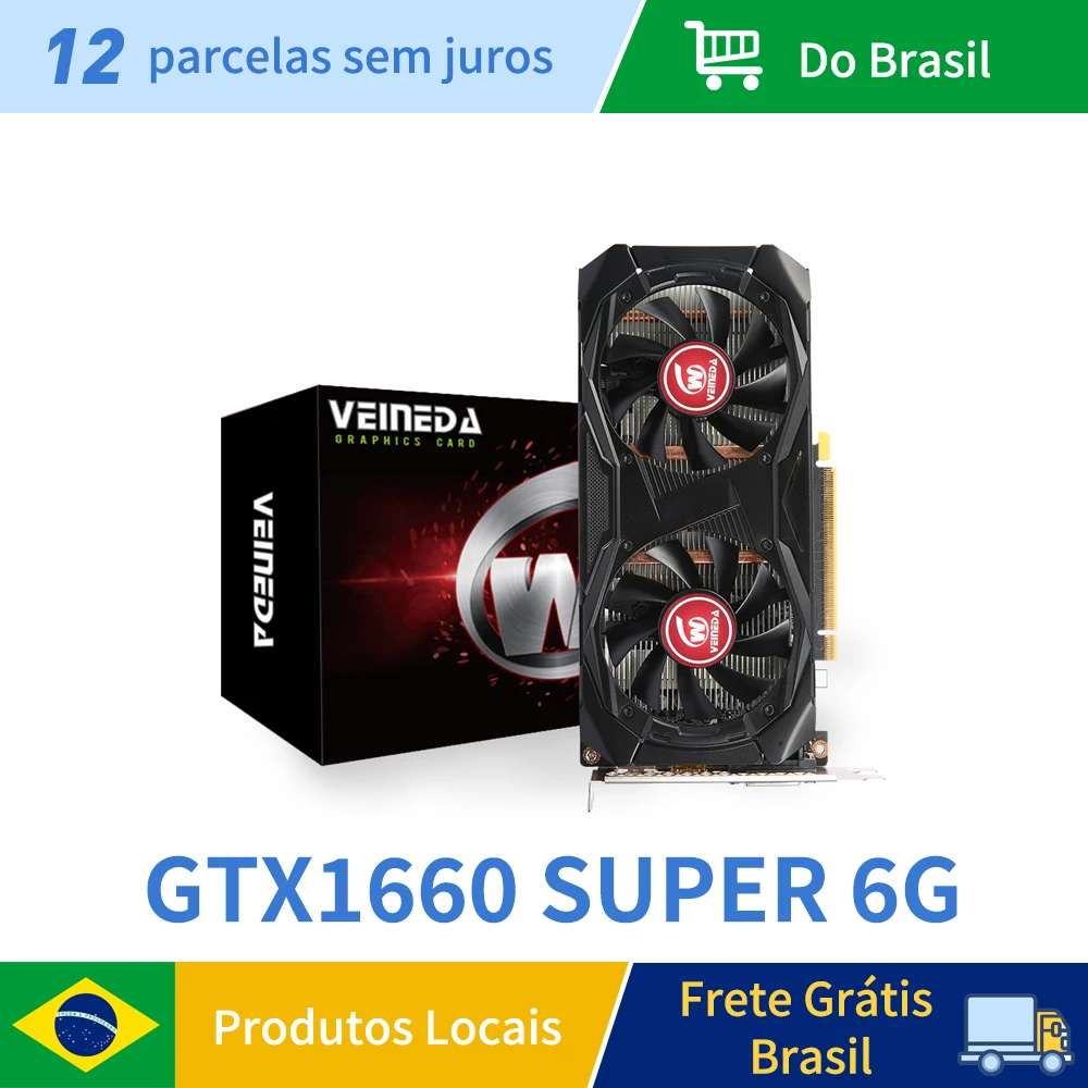 Scheda Grafica Veineda Gtx1660 Super 6Gb Gtx 1660 Super Game Gpu Gddr6 192Bit Dp Hdmi Dvi-D Scheda Video Pci-E