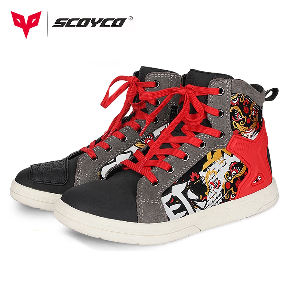 

Мотоциклетные ботинки SCOYCO для мужчин и женщин, дышащая обувь для езды на мотоцикле, мотоботы