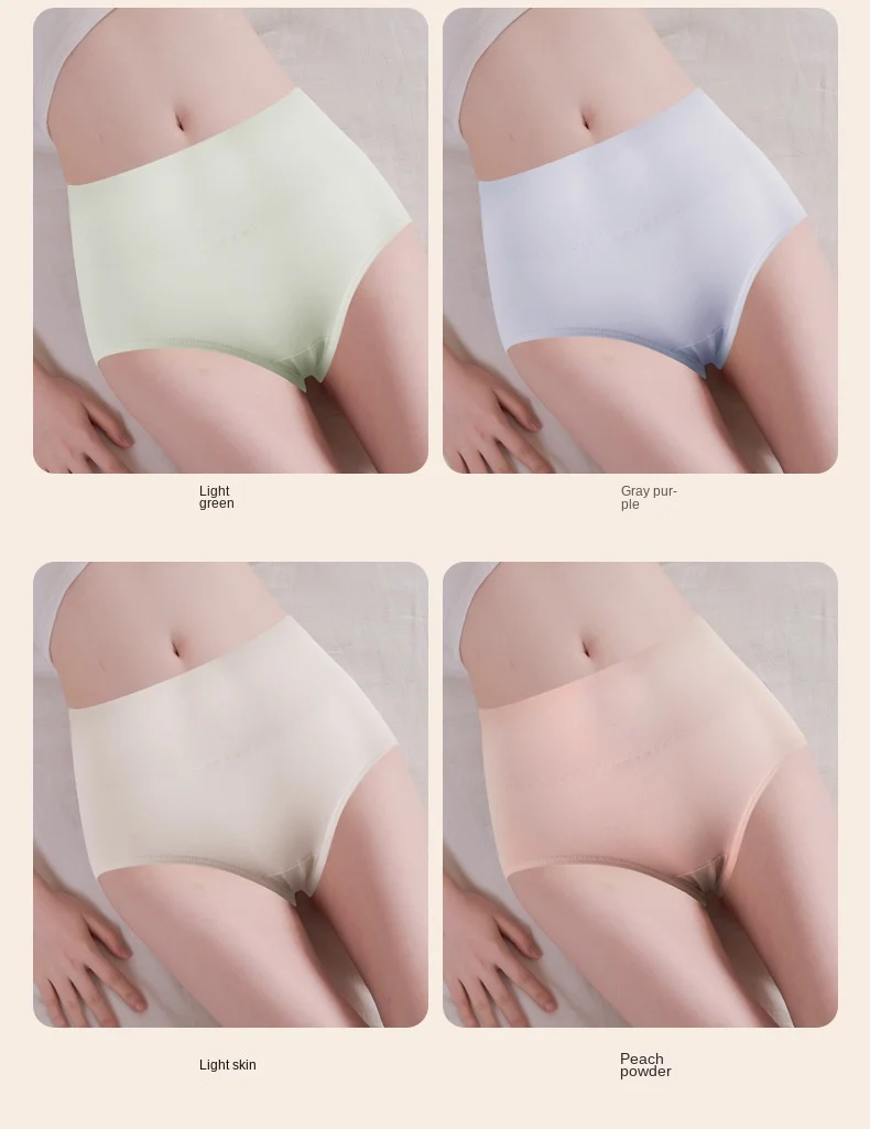 M-XXL Women's Underwear Sexy Solid Color Panties Plus Size High Waist  Seamless Briefs Mother's Underpants Female Lingerie