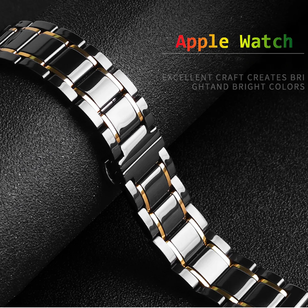 

Ceramic Strap for Apple Watch Band 44mm 40mmm 42mm 38mm Luxury Stainless steel watchband metal bracelet iWatch serie 3 4 5 se 6