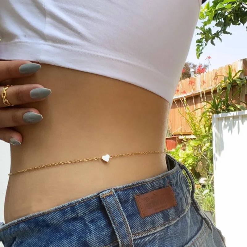 Heart Waist Chain For Women Bikinis Belly Festival Outfit Sexy Body Gold  Color Designer Jewelry Aesthetic Chains For Girls - Body Chain - AliExpress