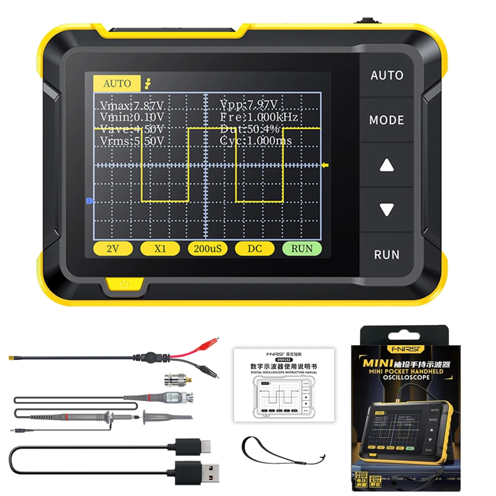 Digital Oscilloscope FNIRSI DSO152 Mini Handheld 2.8 Inch Display Auto Adjust PWM Square Waves Output Firmware Upgrade 800VPP
