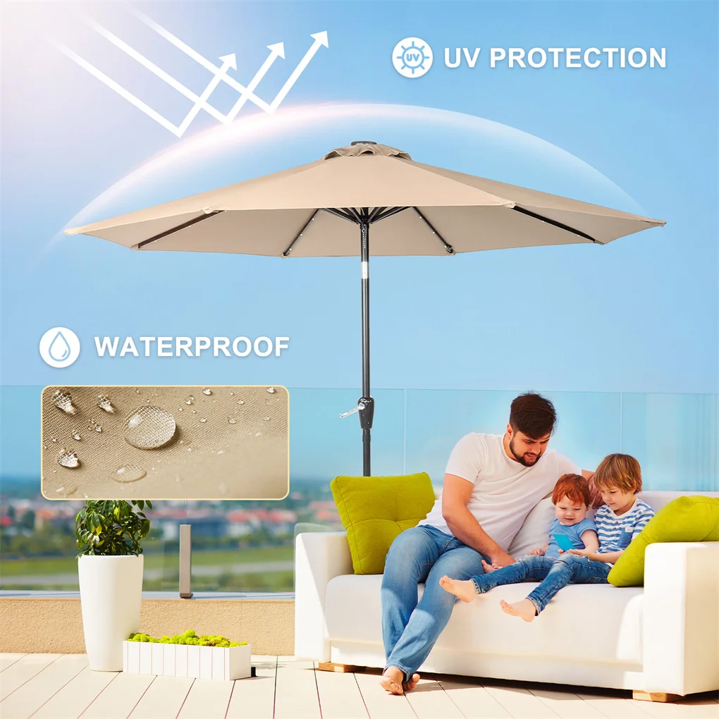 9FT Outdoor Patio Umbrella UV Protection For Garden Sturdy Structure All Weather Outdoor Umbrellas For Backyard Pool Holidays 4