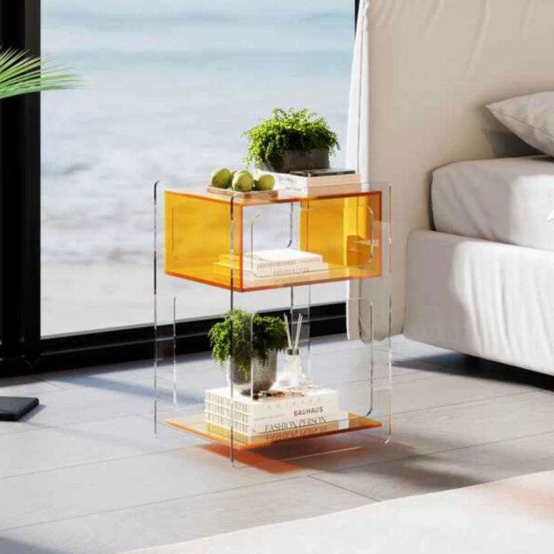 Suspended Acrylic Coffee Table, Small and Simple Bedside Table, High-end Bedroom Creative Side Shelf, Corner Shelf, New, 2024 3