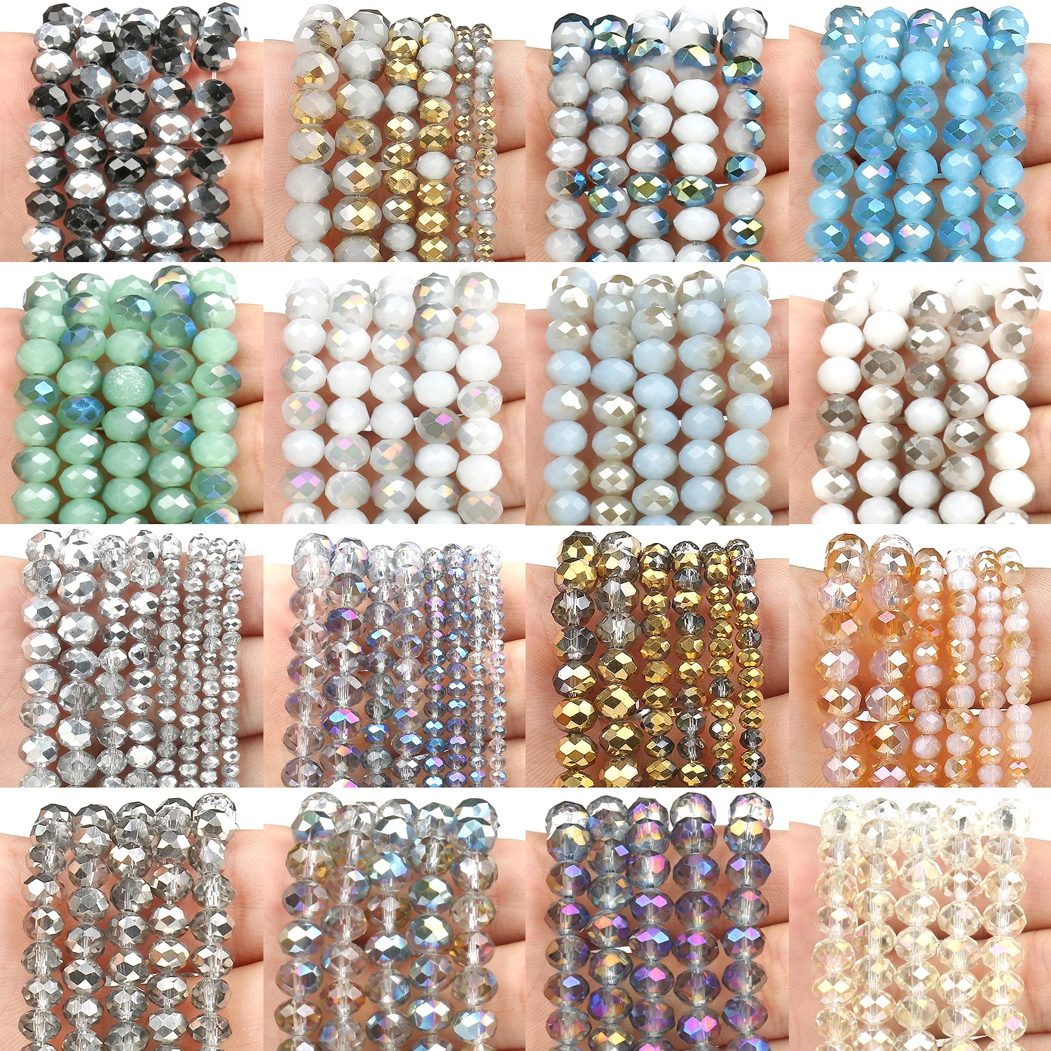 Perline Di Vetro Per Braccialetti 3/4/6/8 Mm Sfaccettato Multicolore Perline Rotonde 1297135 - Foto 9