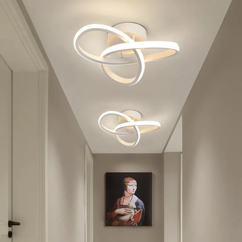 Modern LED ceiling lights for bedrooms, living rooms, corridors, ceiling lights in black and white, AC 85-265V home lighting