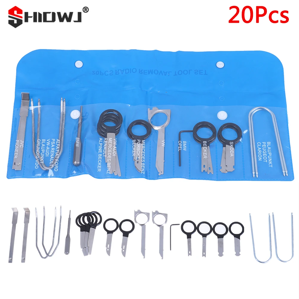 

20pcs Automotive Interior Stereo Dash CD Player Removal Tool Set Automobile Accessories Car Radio Audio Removal Install Keys Kit