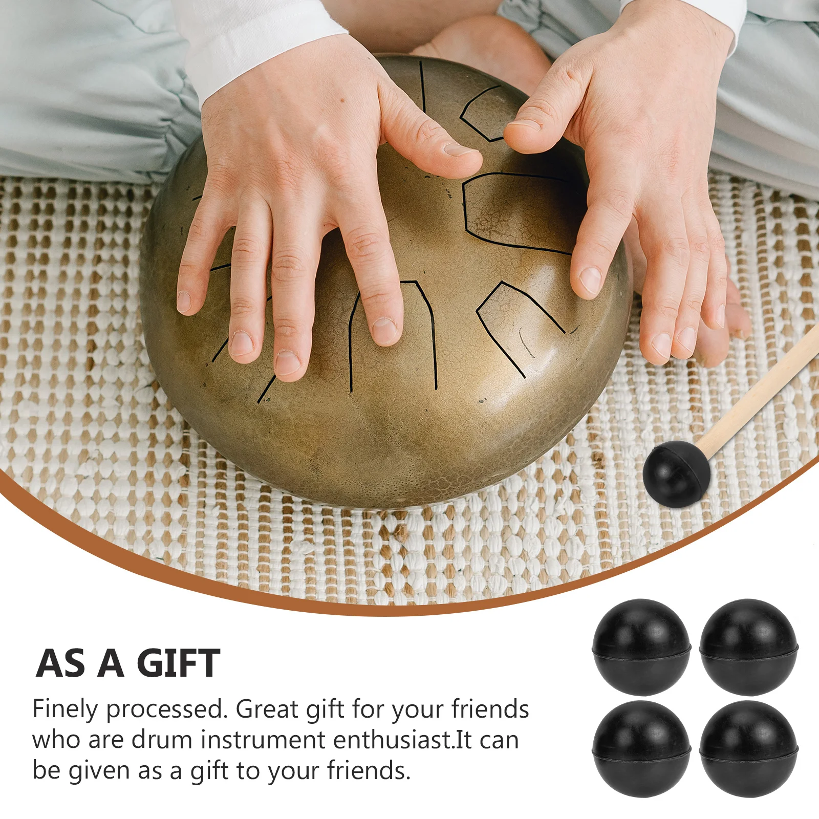 4 Pcs Drum Stick Rubber Head Drumstick Ball Instrument Gadget Mallets Part