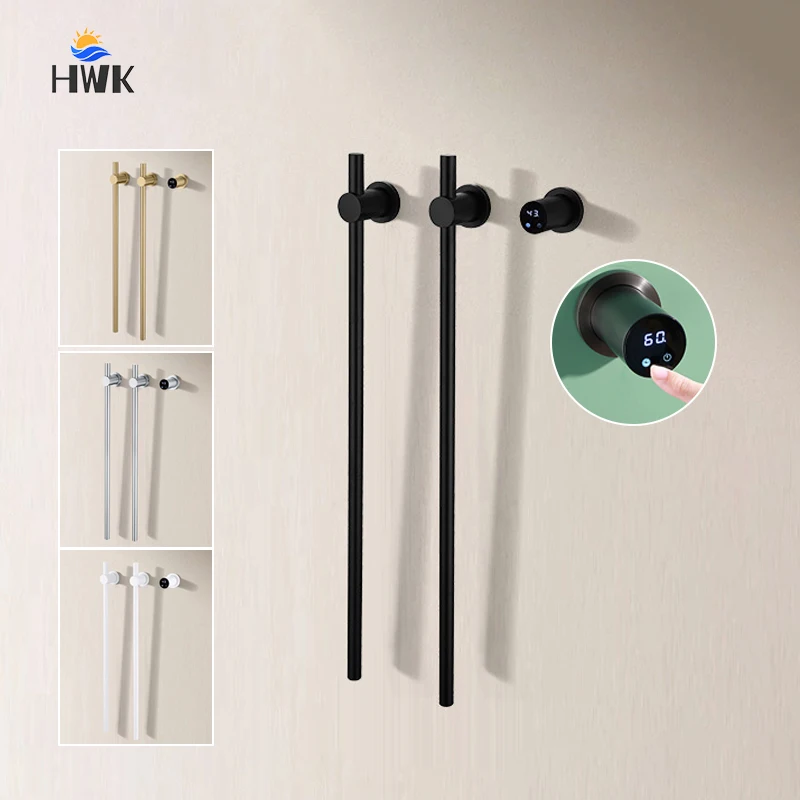 อุปกรณ์ห้องน้ําผ้าเช็ดตัวอุ่นซ่อนลวดอุ่นราวแขวนผ้าเช็ดตัวอุณหภูมิควบคุมไฟฟ้าชั้นวางผ้าเช็ดตัวผ้าเช็ดตัวสีดําเครื่องเป่า 1