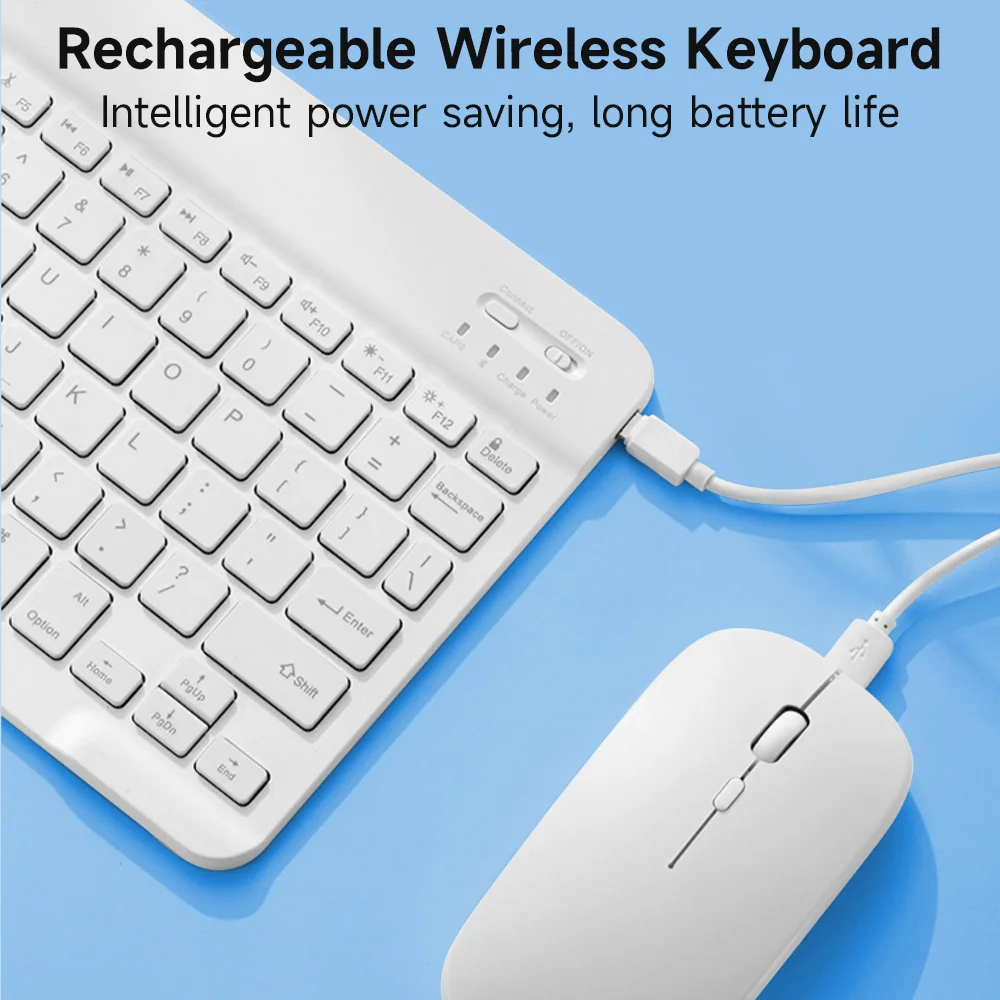 Teclado e Mouse sem Fio Bluetooth Mini Teclado para Ipad Android Ios Windows Samsung Apple Phone Tablet - Imagem 5