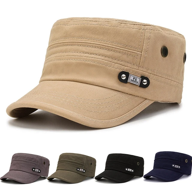 Gorra militar para hombre, gorro informal de algodón lavado, Estilo  Vintage, para verano y otoño - AliExpress