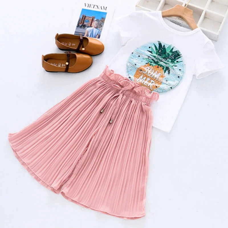Fashion Toddler Baby Clothes Short Sleeve Costume Baby Girl Clothes Kids Outfit Suit Kids Girls Set 2-10 Years