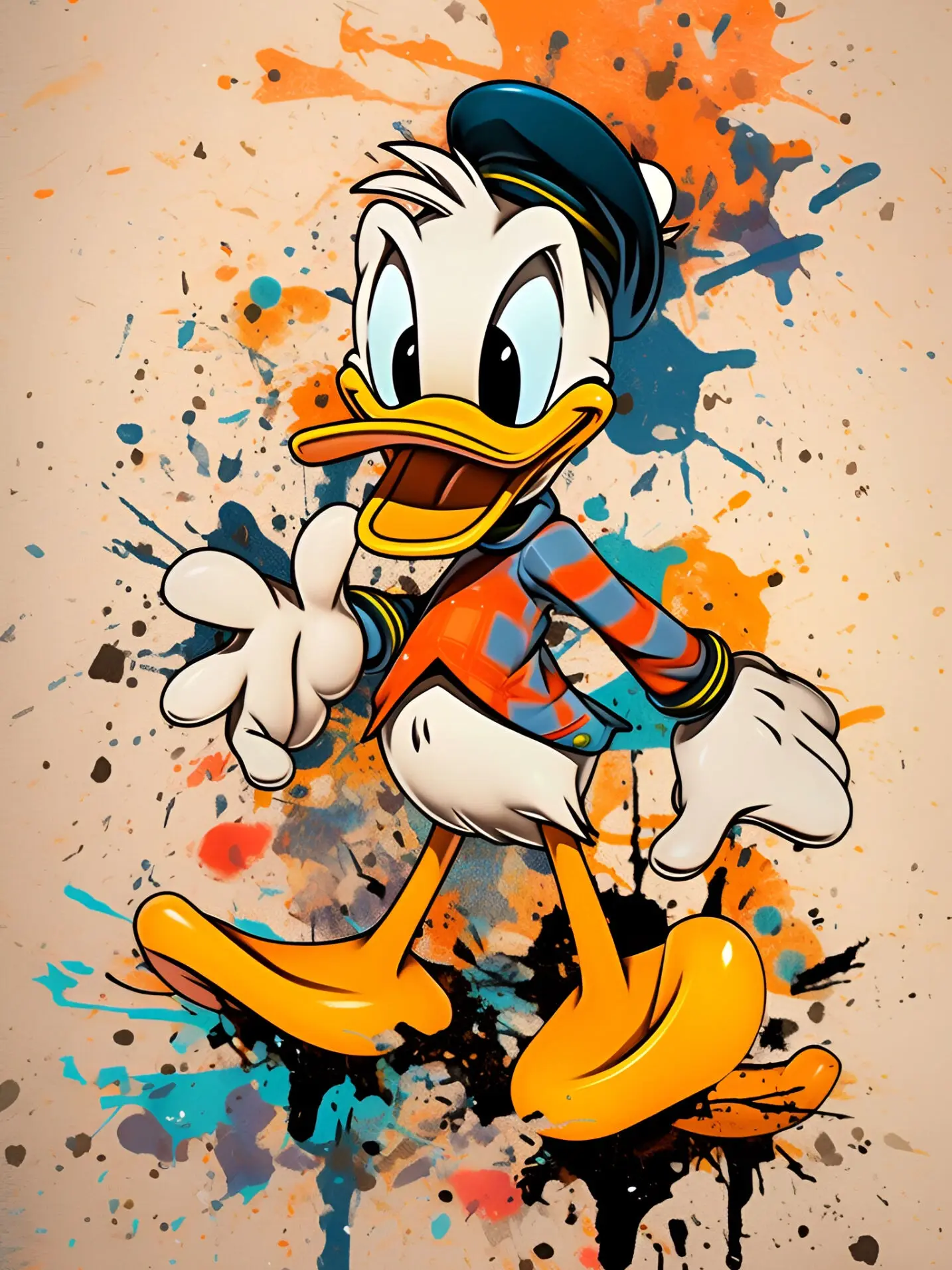ドナルドダック アート作品 ✨新作✨ ドナルドダック風 〜HAPPYBIRTHDAY〜 ドナルドダックを