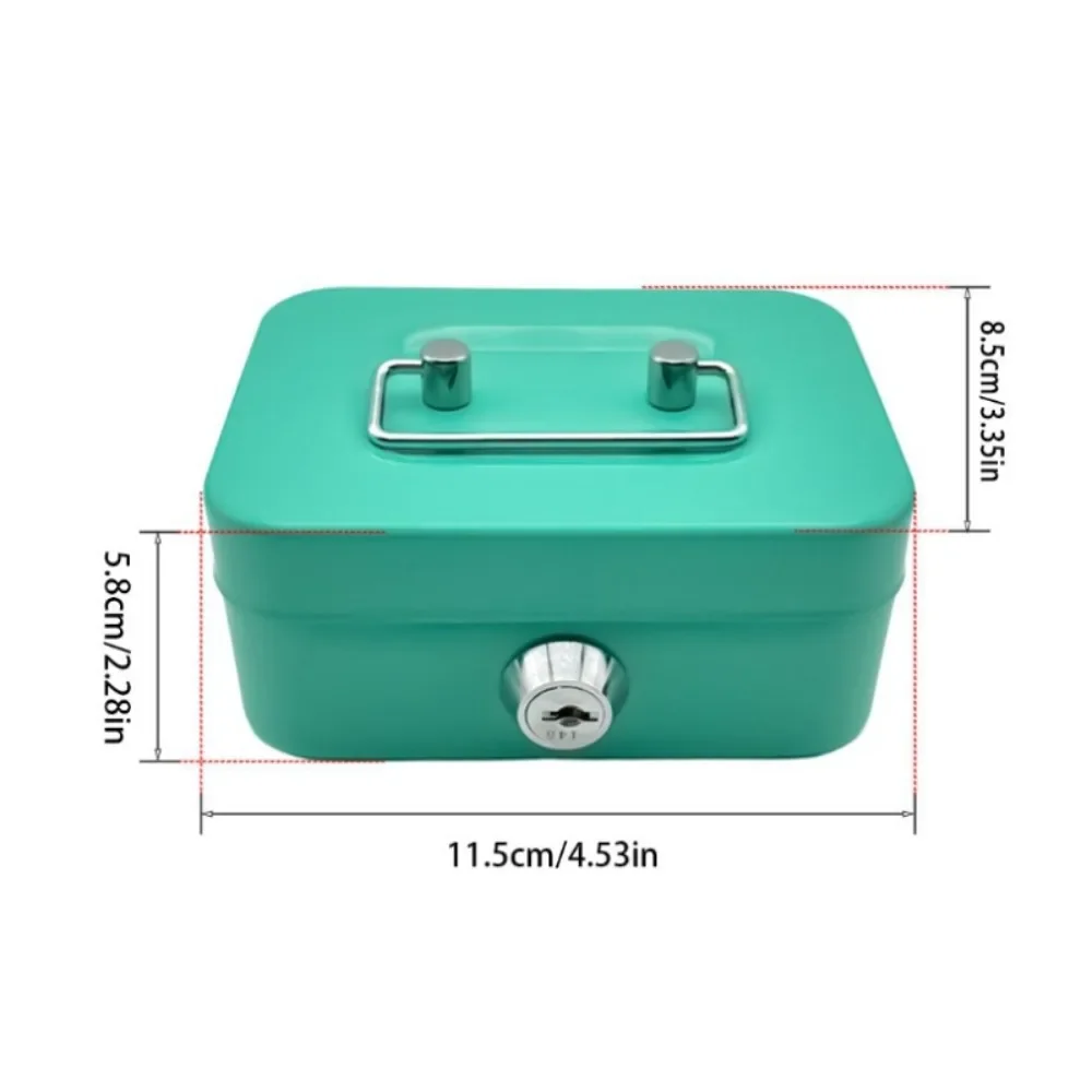 1PC Metal Key Lock Cash Box with Handle Small Kids Money Organizer Storage Box with Lockable Cover for Easy Cash Management
