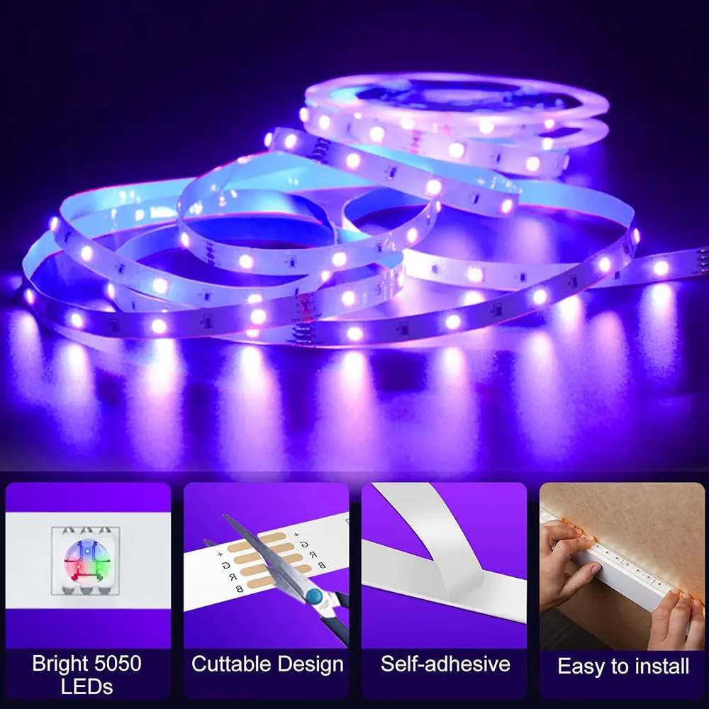 5050 LED 스트립 라이트 5V USB 조명 5050 LED 조명 유연한 LED 램프 리본 실내 장 TV 백라이트 다이오드 테이프