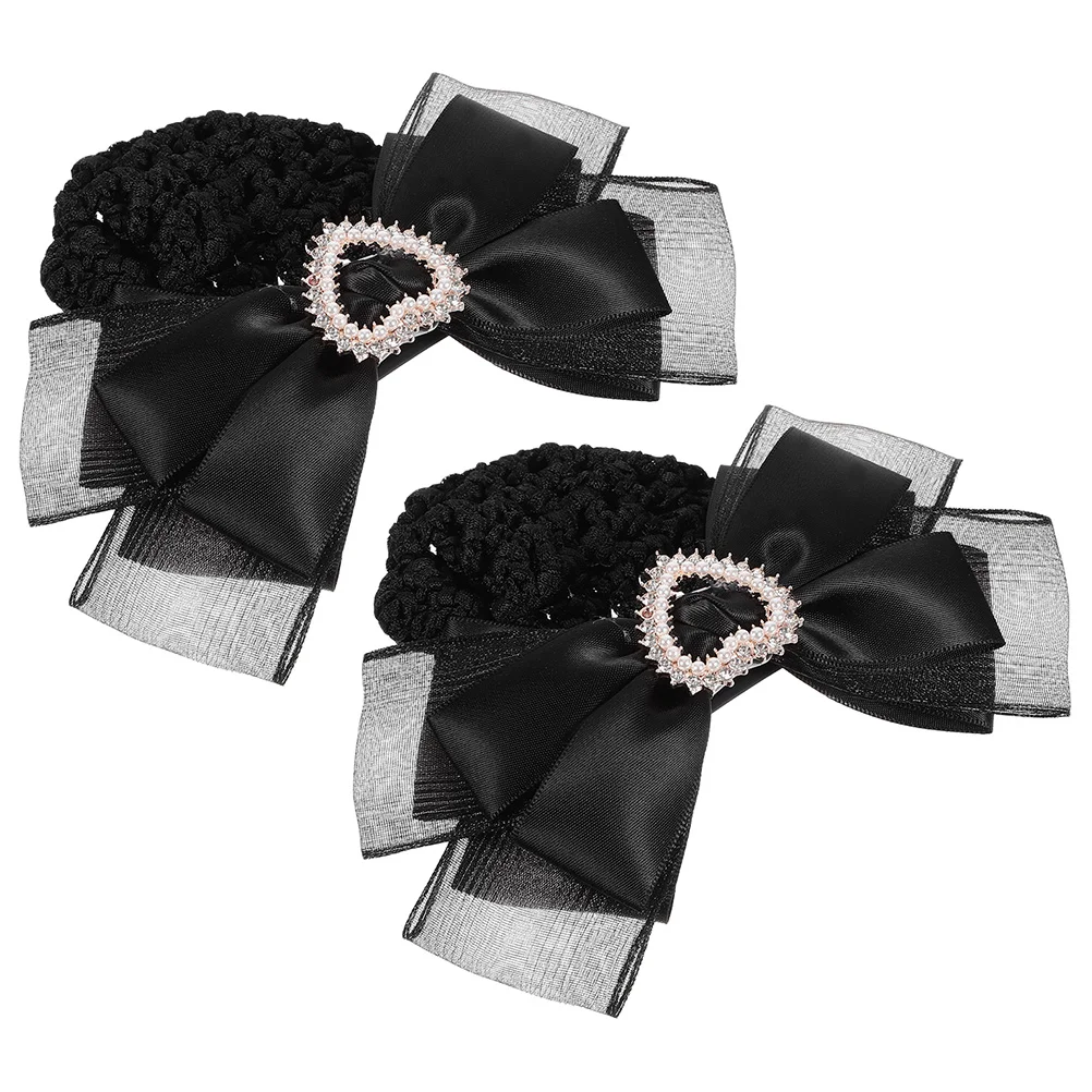 

2pcs Hair Net Hair Clips Elegant Bow Barrettes Bun Cover Hairnets for Women