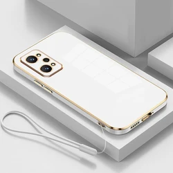 Luxury Square Plating Shockproof Silicone Back Cover Case for Realme GT Neo3T (Gs6D White)