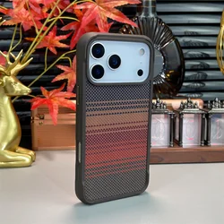 Luxury Gradient Colorful Kevlar Magnetic Phone Case with Shockproof Bumper and Armor Protection for iPhone 15 (A)