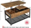 43" Lift Top Coffee Table, 3 in 1 Multi-Function Coffee Table with Storage for Living Room, Small Coffee Table , Rustic Brown. 2