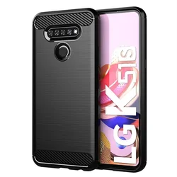 Sleek Carbon Fiber Texture TPU Shockproof Protective Case for LG K61 (Black)
