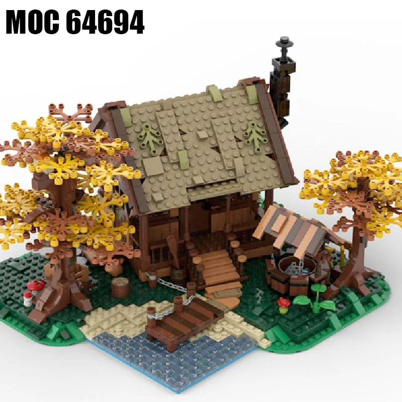 

MOC Medieval Cottage Building Blocks Middle Age House Log Cabin Villa Hut Bricks Assemble Toys Children Gift