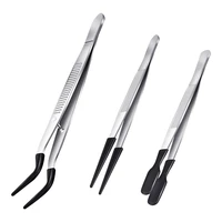 3 Pieces Tweezers With Rubber Tips Tweezers PVC Coated Tweezers Set, Rubber Straight And Flat Tip Tweezers 1