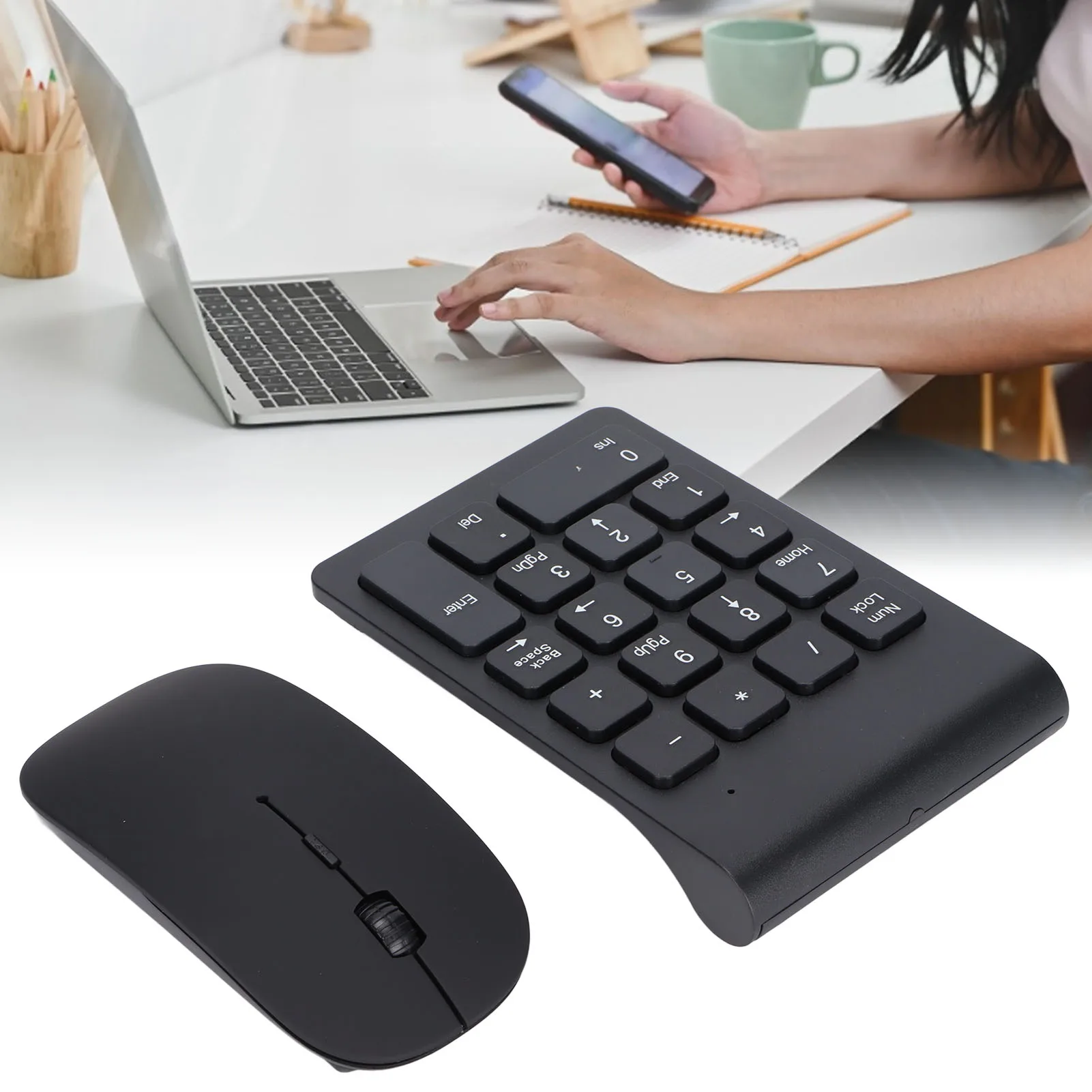 18 Key Usb Keypad Wide Compatibility Number Pad Mouse Combo Portable Size 2.4GHz Wireless Office Home For Travel_voghion.com