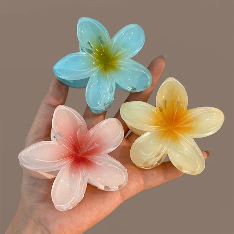 Hair Clips 8cm Gradient Egg Flower Hair Accessories Grab Clip Women Summer Hawaiian Style Headdress