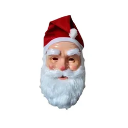 Santa Claus Beard Mask & Hat Set - Festive Cosplay Accessories for Christmas Celebration (Hat - Mask)