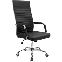Ribbed Office Chair High Back PU Leather Executive Conference Adjustable Swivel Chair with Arms, Offices Chairs 2