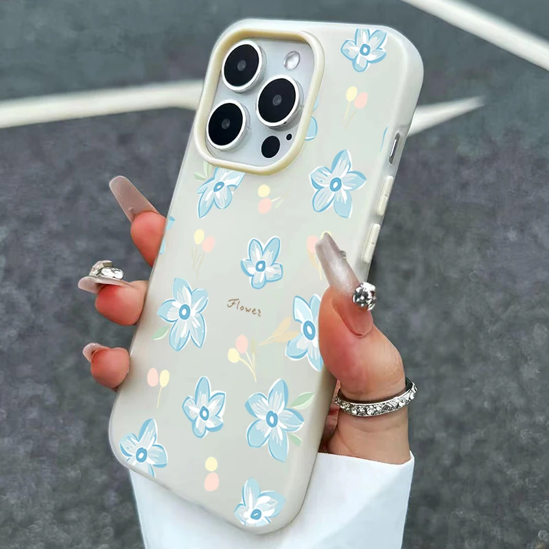 Simple and Fresh Blue Floral Pattern Phone Case Cover