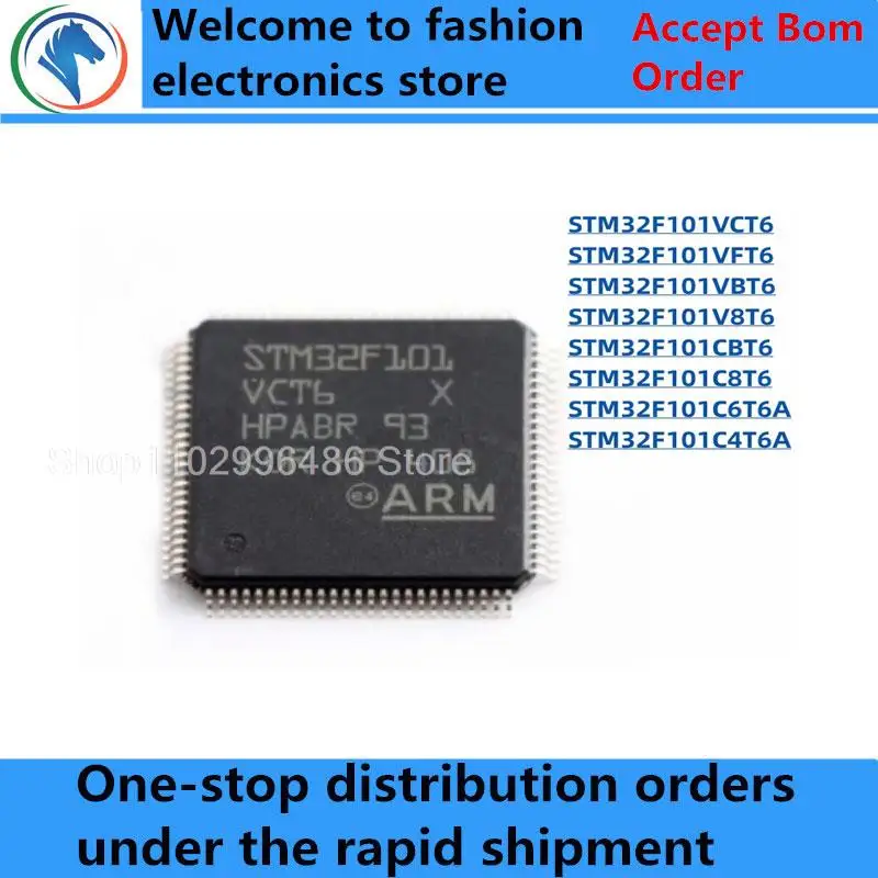 

100% New STM32F101VCT6 STM32F101VFT6 STM32F101VBT6 STM32F101V8T6 STM32F101CBT6 STM32F101C8T6 STM32F101C6T6A STM32F101C4T6A IC