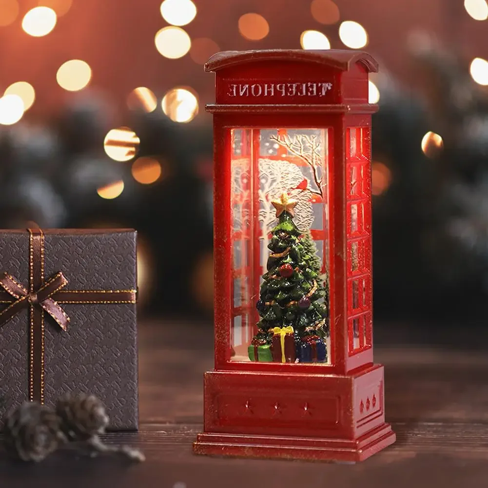 Description Picture 3 of item1Pc Christmas Light Up Lantern Lamp Telephone Booth Lantern Santa Claus Christmas Tree Snowman Led Light Christmas Decorative