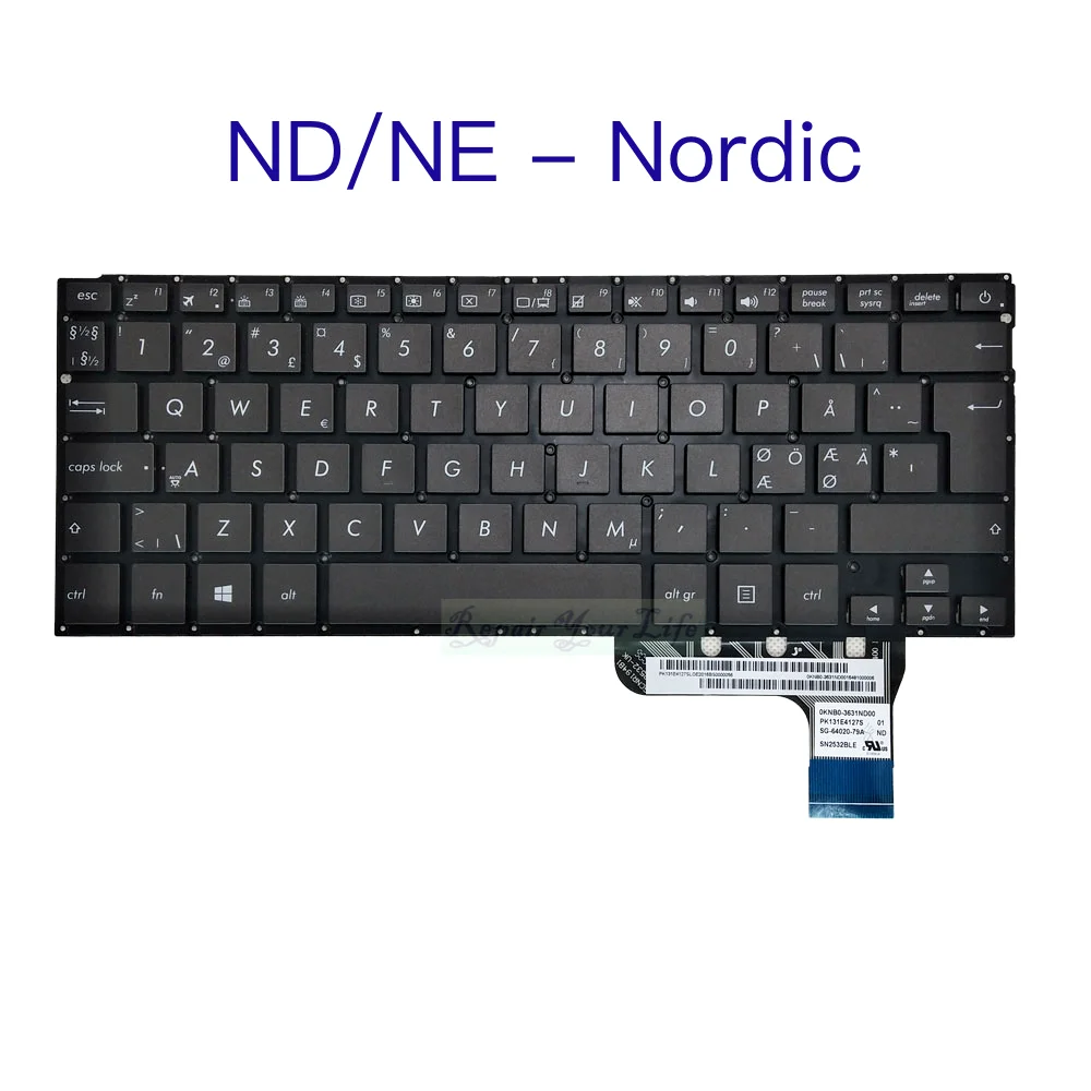Teclado Retroiluminado Nórdico Francês Fra Asus Zenbook Ux303 Ux302 Ux303l Ux303la Ux303lb Ux303ln Ux303lnb Pk131e4125s Pk131e4127s - Imagem 4