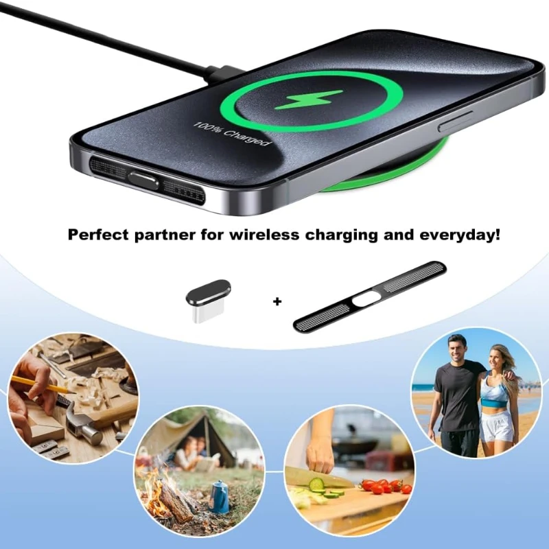 Universal Phone USB-C Anti-Dust Cover Set - 9-Piece Charging Port & Speaker Protector Kit