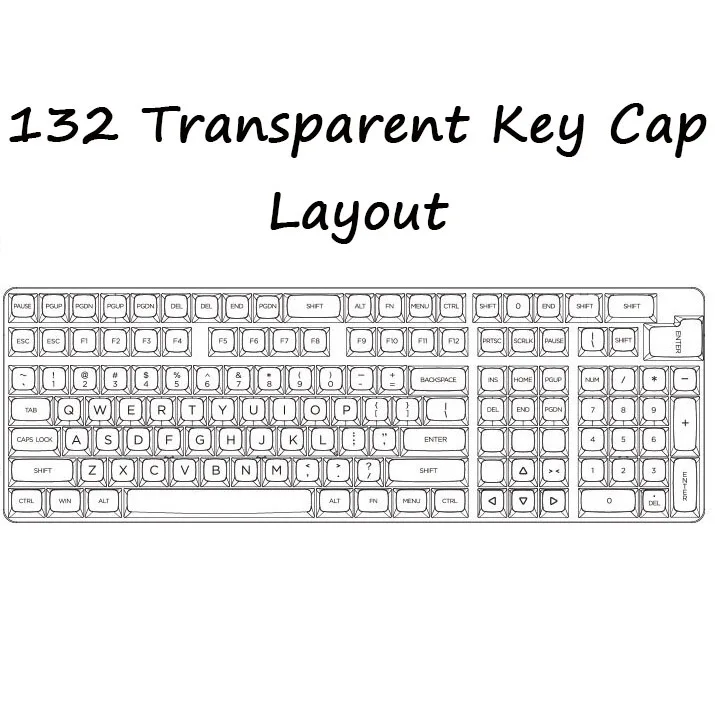 Transparente Fosco Keycaps para Teclado Mecânico Interruptor mx Perfil Oem Transparente Layout Iso pc Rgb Backlit Key Caps 132 Teclas - Imagem 3