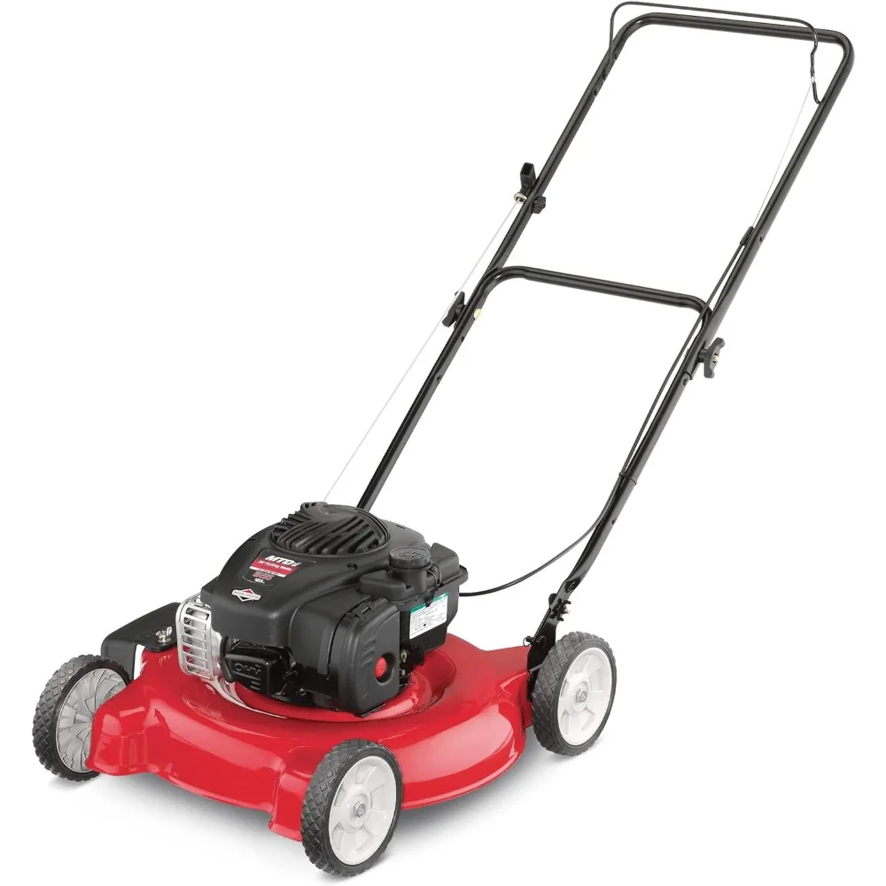 

Gas Powered Push Lawn Mower with Engine Oil, 20 Inch Steel Cutting Deck, and Side Discharge for Outdoor Yards, Red/Black