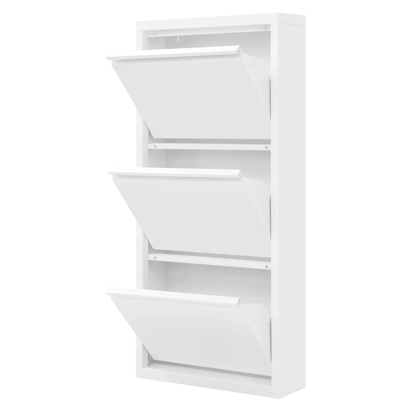 WOLTU Schuhaufbewahrung, 50 x 106 x 15 cm, Schuhschrank mit 3 Klappen, geschlossener Schuhständer, schmaler Schuhschrank mit Schubladen für Flur, Wohnzimmer – Detail 6