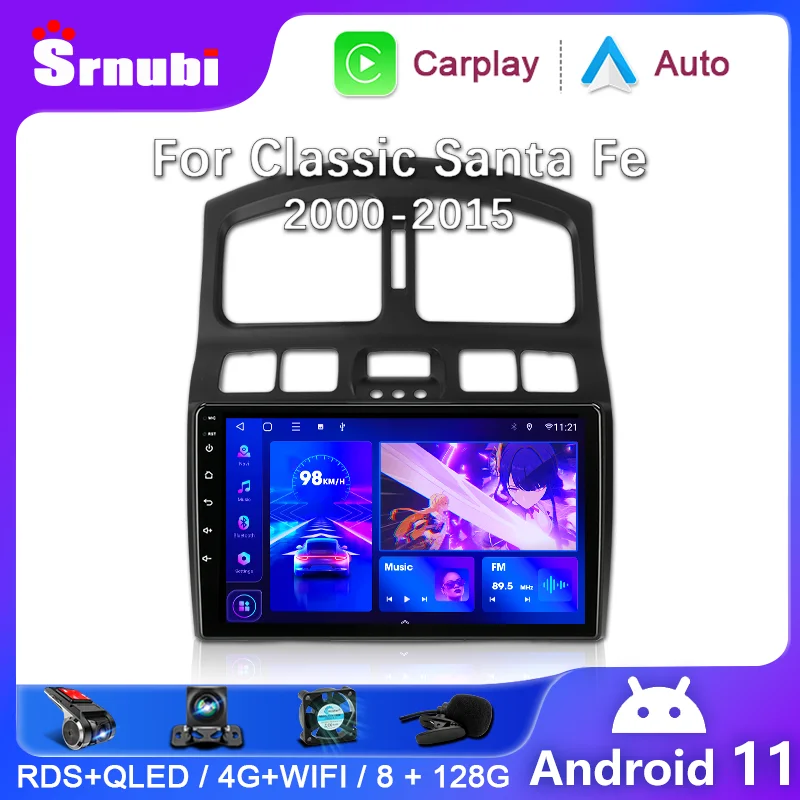 Srnubi 2Din Android Car Radio for Hyundai Classic Santa Fe 2000-2004 JAC S1 (Rein) 2005-2015 Multimedia Player Carplay Head Unit