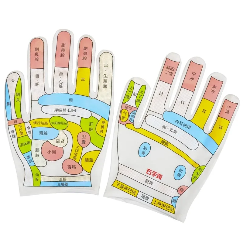 Chinese Acupoint Glove Reflection Area Hand Massage Meridian Hand Therapy Palm Health Care Illustrated Conditioning illustrated man