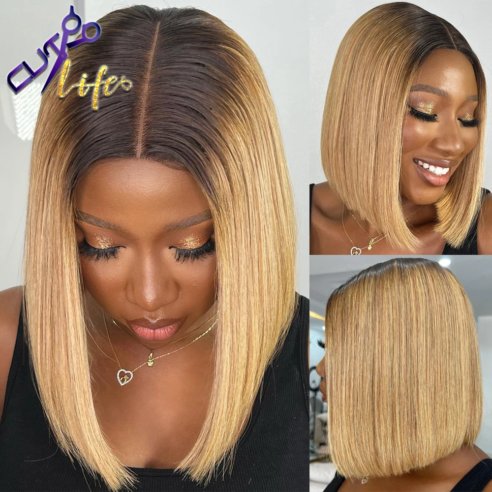 2x6 Deep Part Kim K Lace Closure Wig 4x4 Lace Closure Wig Ombre Orange Human Hair Wigs Ombre Brown Short Bob Wigs Remy Hair